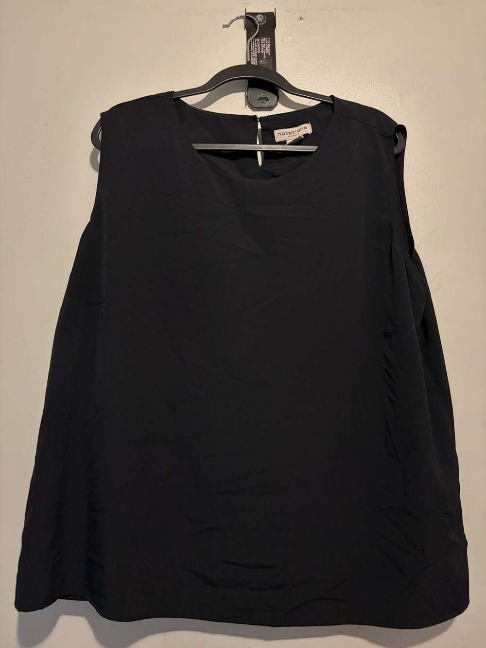 Notations Woman Black Polyester Sleeveless Tank Top Size 3X Style 3755600